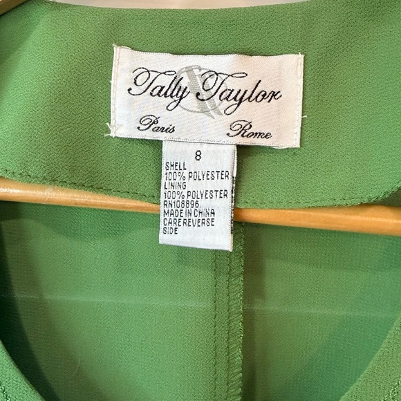 Vintage Tally Taylor Elegant Long Green Duster SZ 8 - Picture 6 of 6